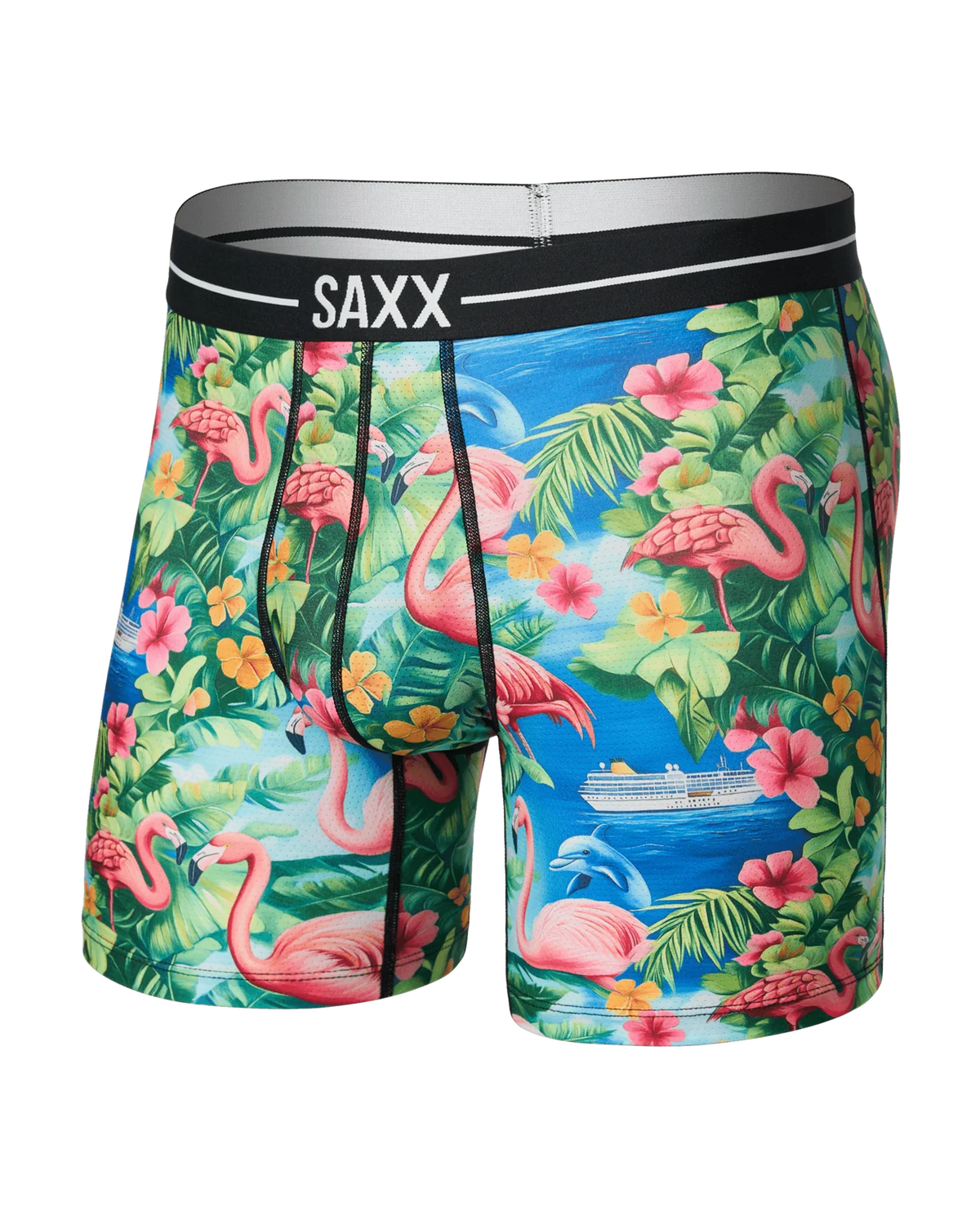 SAXX Underwear Volt Breathable Mesh Boxer Brief Flamingo Bay-Multi