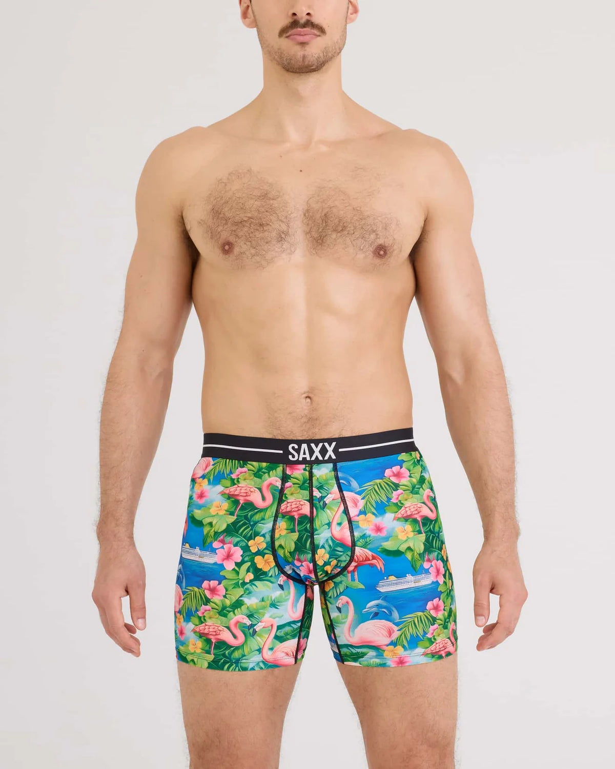 SAXX Underwear Volt Breathable Mesh Boxer Brief Flamingo Bay-Multi