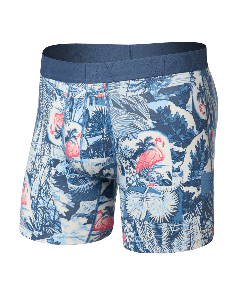 SAXX Underwear DropTemp Cooling Cotton Boxer Brief Botanique-Washed Indigo