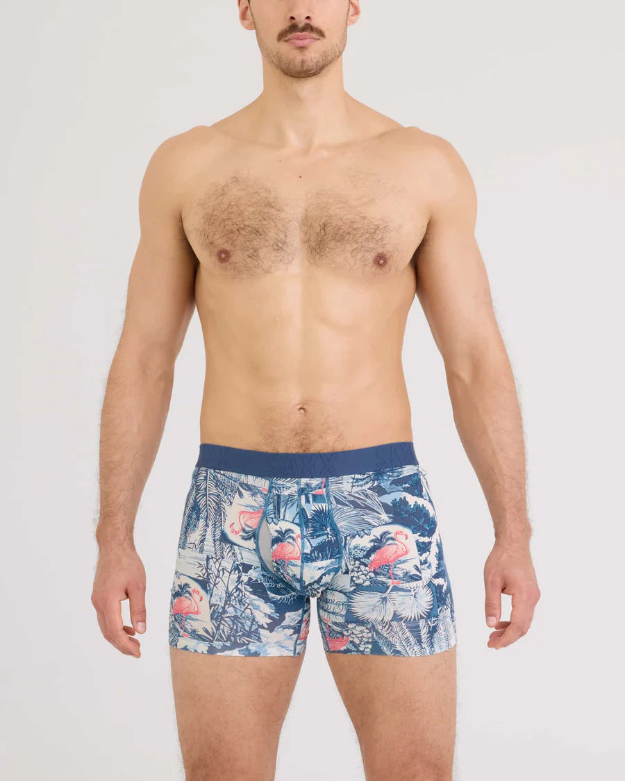 SAXX Underwear DropTemp Cooling Cotton Boxer Brief Botanique-Washed Indigo
