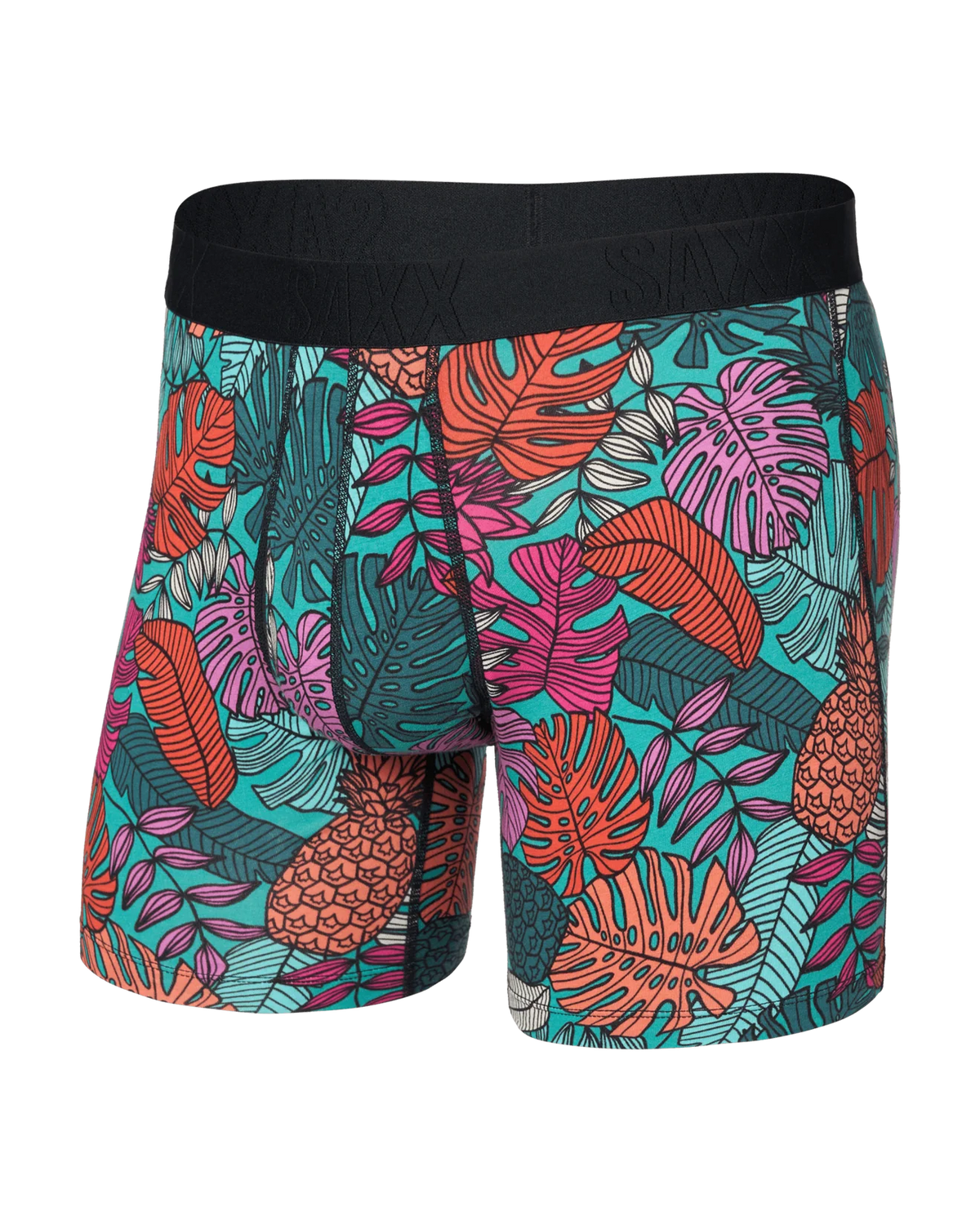 SAXX Underwear DropTemp Cooling Cotton Boxer Brief Fruity Palm-Aqua