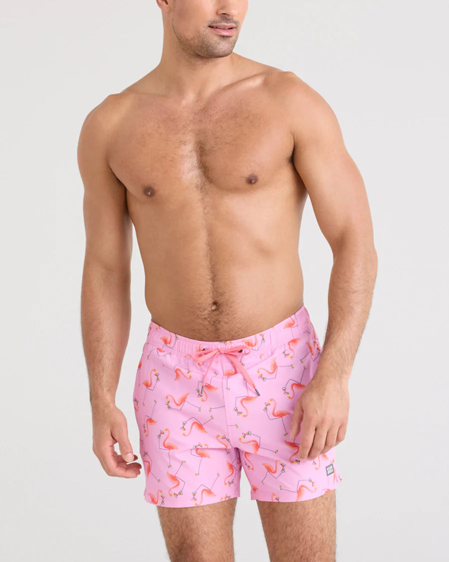 SAXX Swim Oh Buoy 2N1 Volley 5" Drinko Flamingo-Taffy