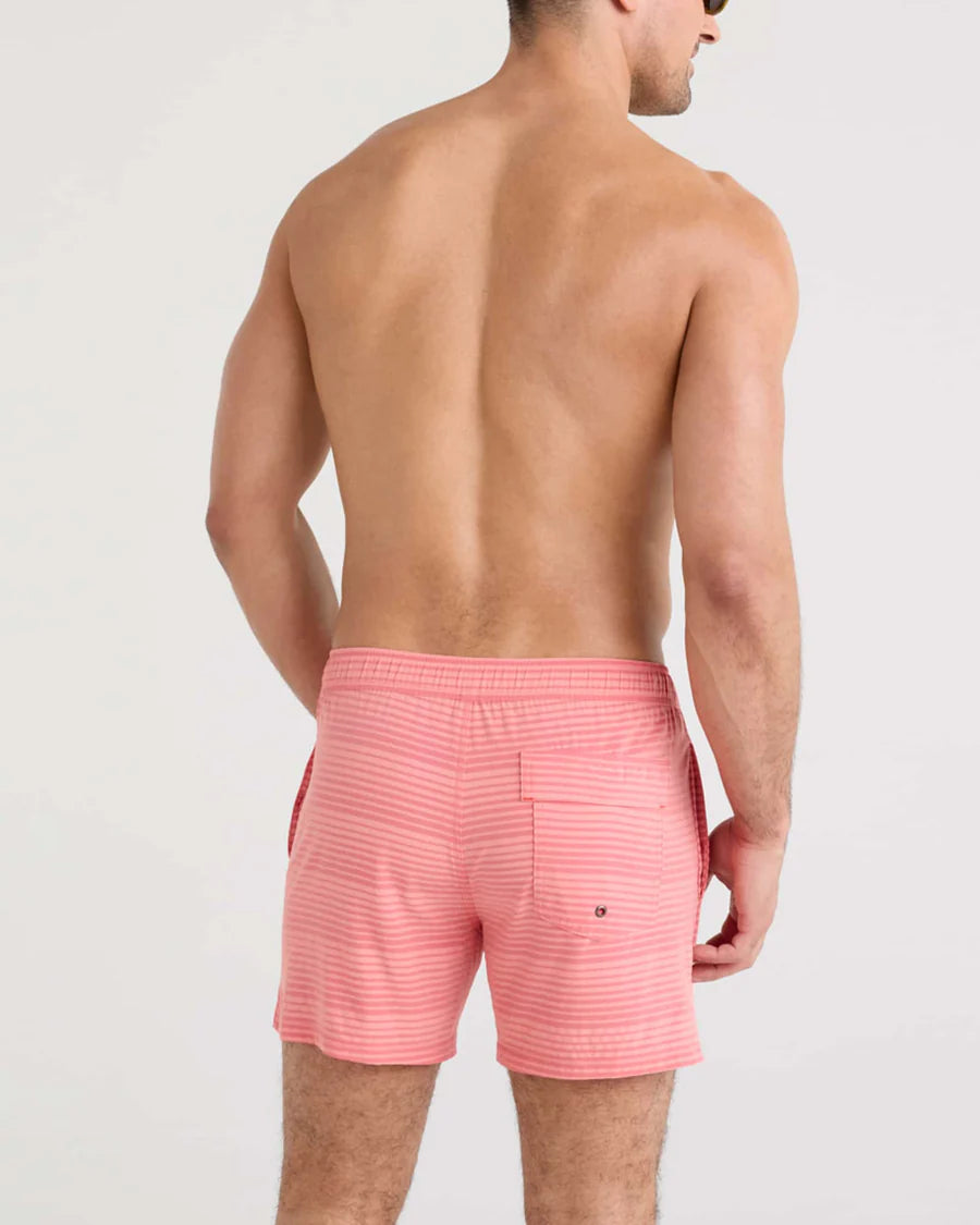 SAXX Swim Oh Buoy 2N1 Volley 5" Hibiscus-Coral Pop Strip