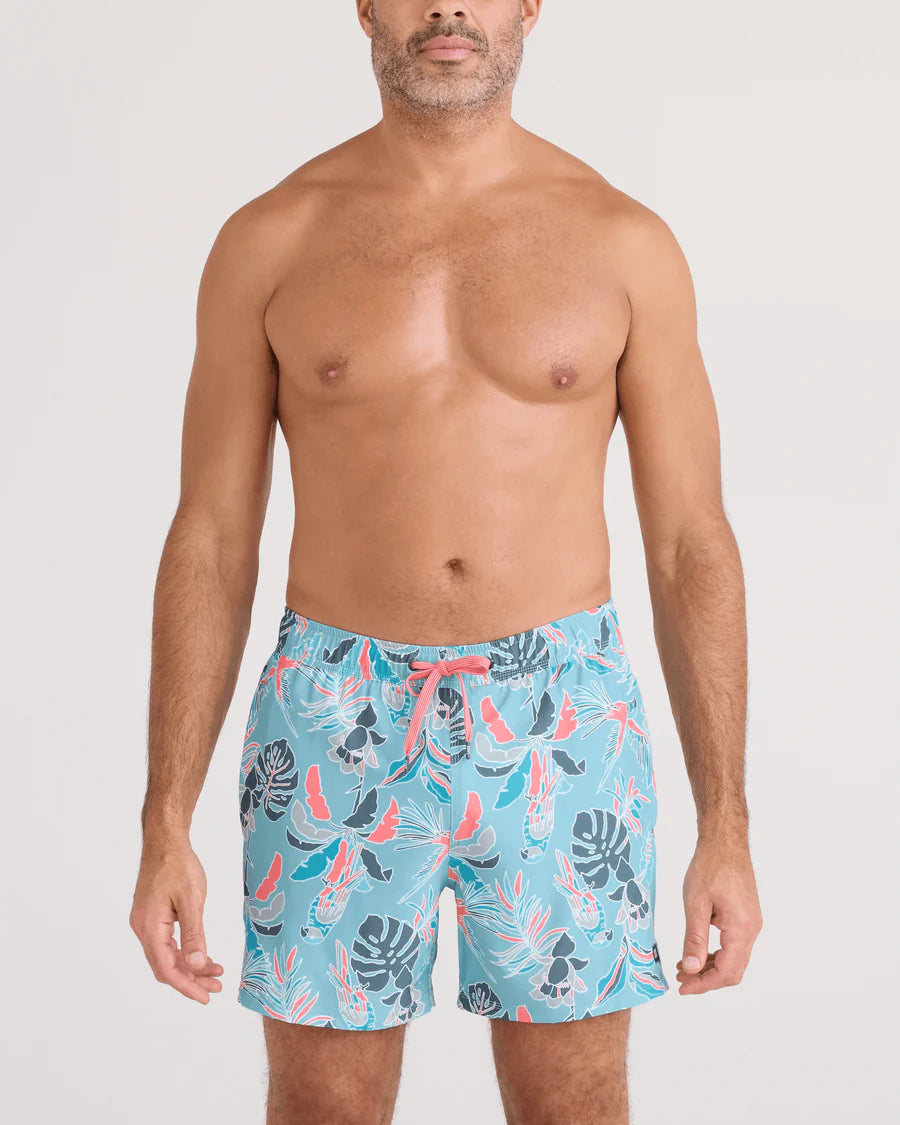 SAXX Swim Oh Buoy 2N1 Volley 5" Island Tropics-Blue Tide