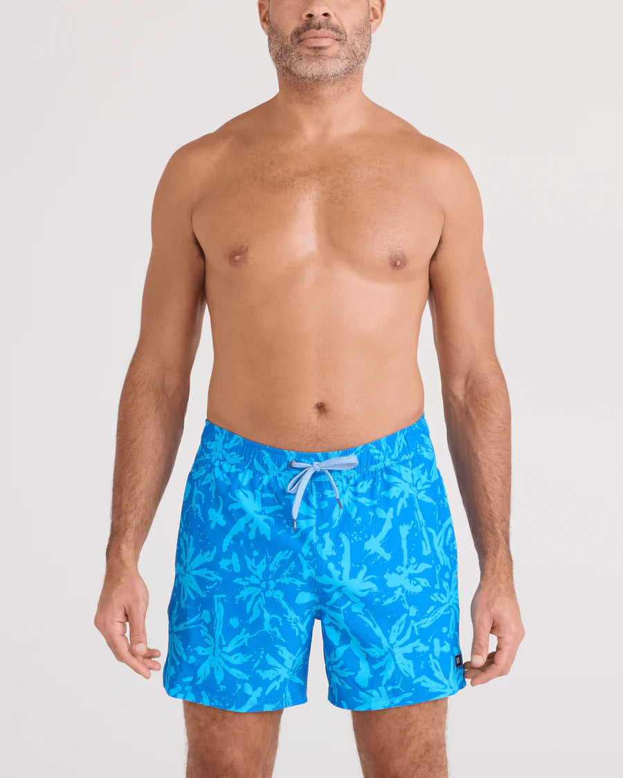SAXX Swim Oh Buoy 2N1 Volley 5" Splash Palm-Bald Blue