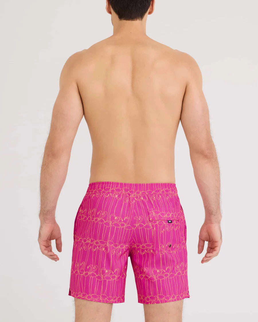 SAXX Swim Oh Buoy 2N1 Volley 7" Flamingo Ink-Fuchsia