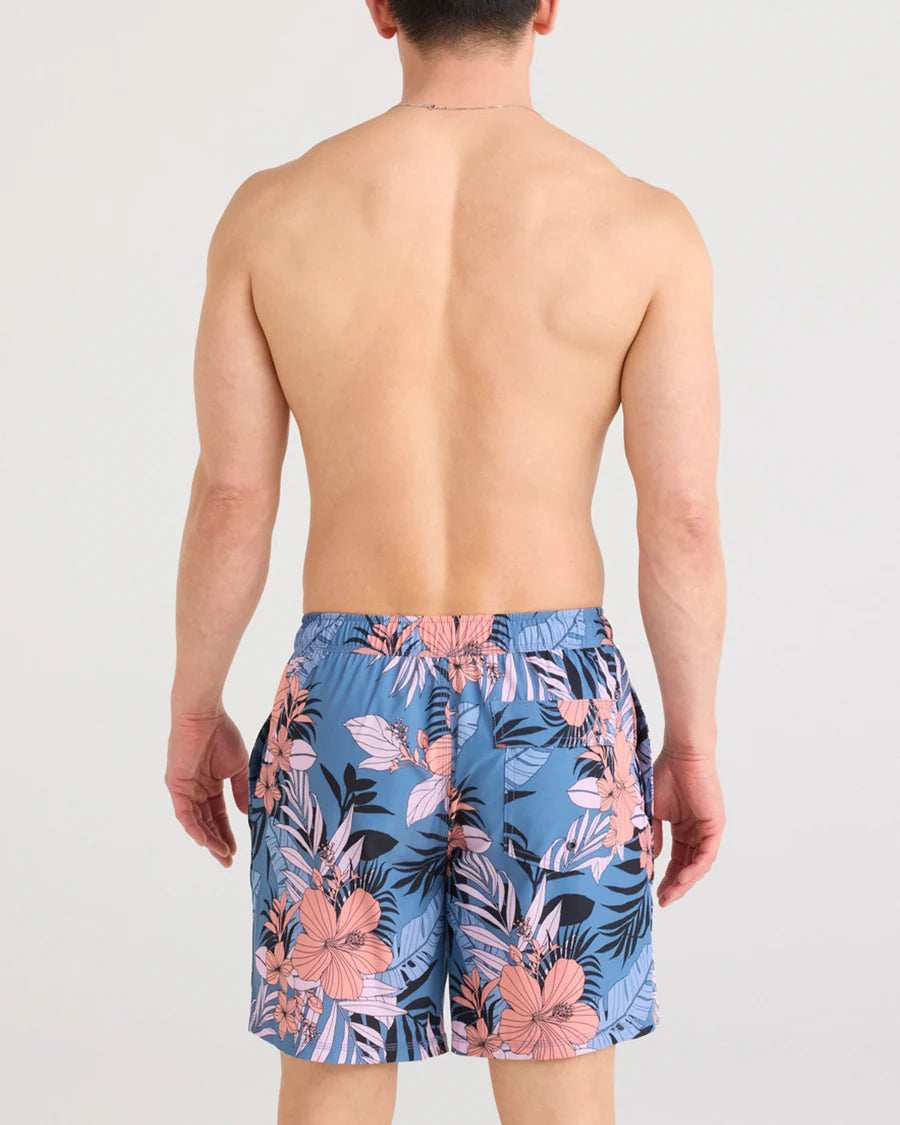 SAXX Swim Oh Buoy 2N1 Volley 7" Hibiscus Jungle-Blue