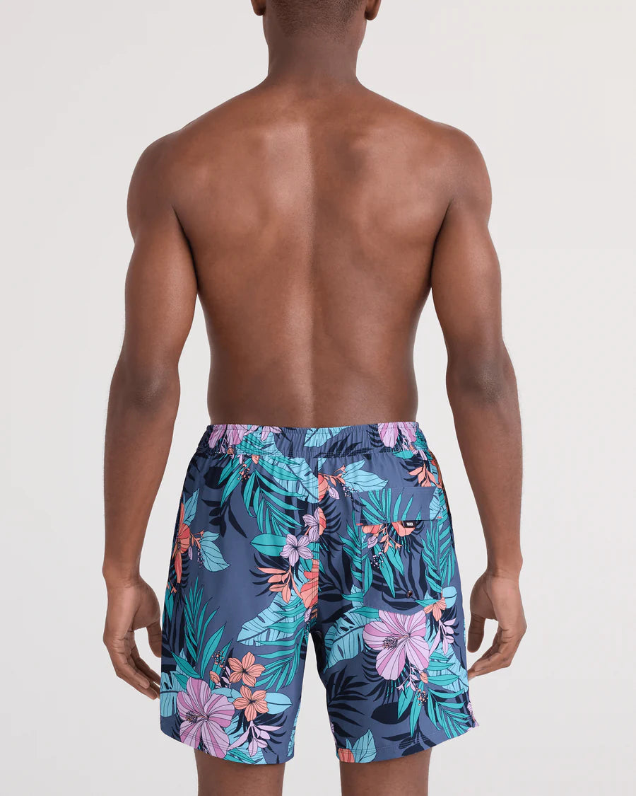 SAXX Swim Oh Buoy 2N1 Volley 7" Hibiscus Jungle-Indigo