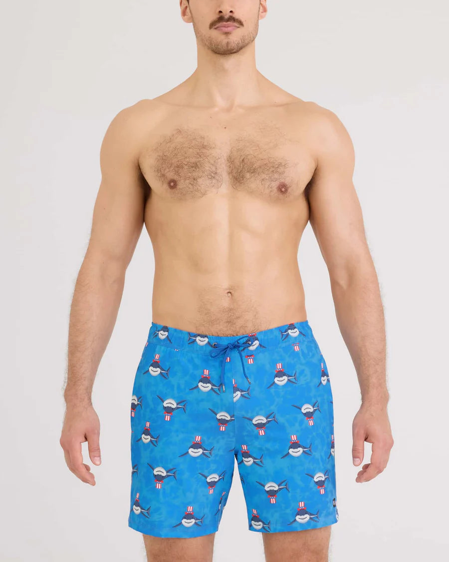 SAXX Swim Oh Buoy 2N1 Volley 7"I Want You-Racer Blue