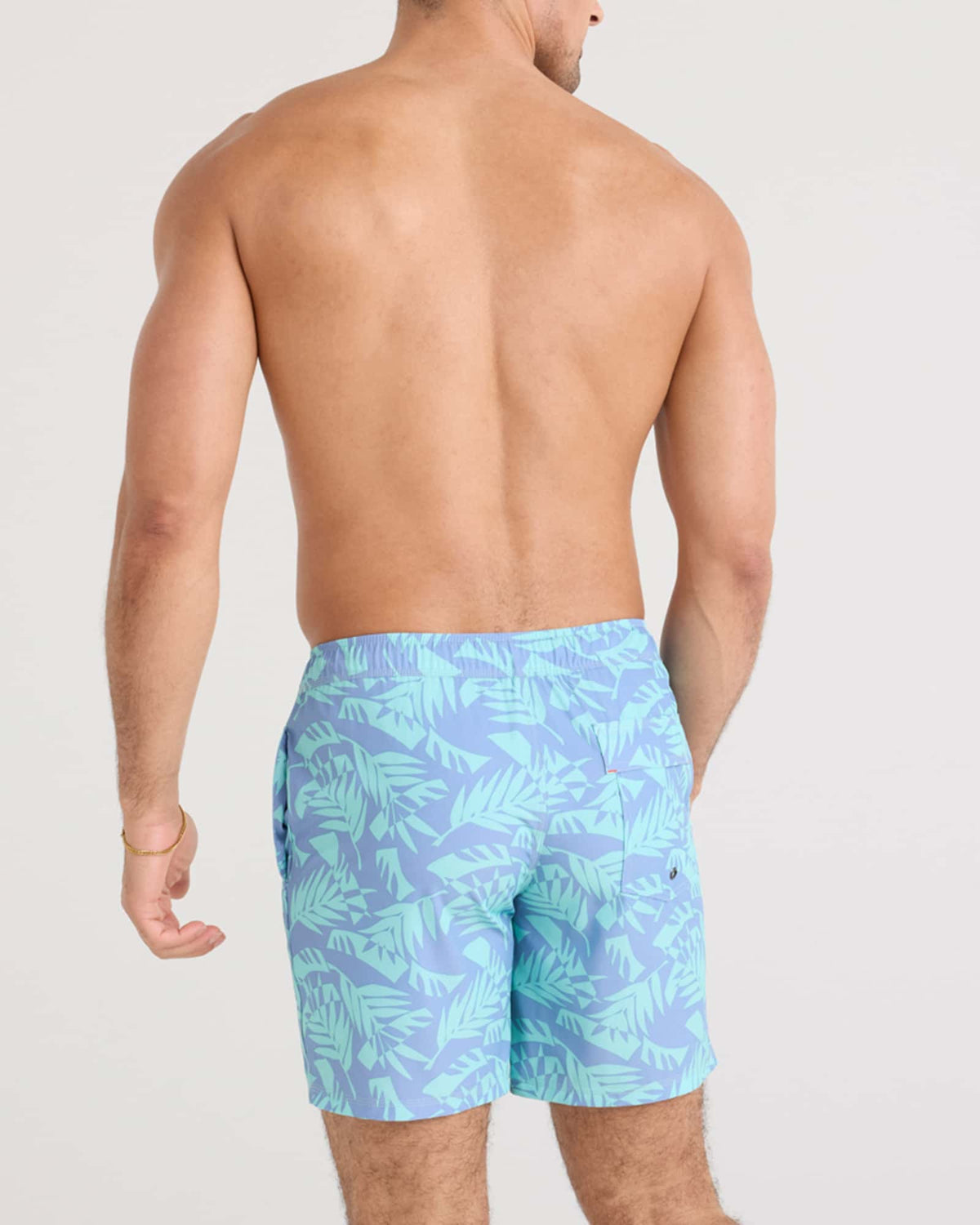 SAXX Swim Oh Buoy 2N1 Volley 7" Palm Frond-Tidal Blue