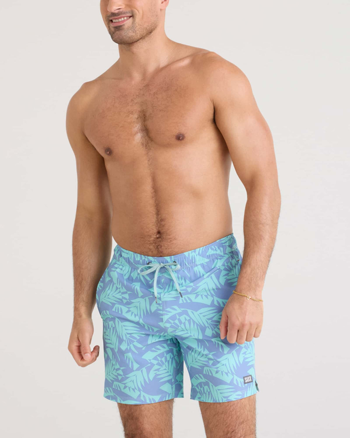 SAXX Swim Oh Buoy 2N1 Volley 7" Palm Frond-Tidal Blue