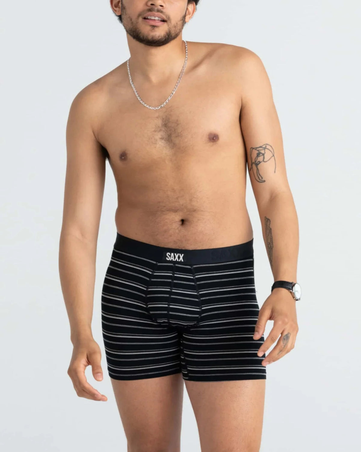 SAXX Underwear Vibe Extra Soft Comfort Boxer Brief Black Coast Stripe