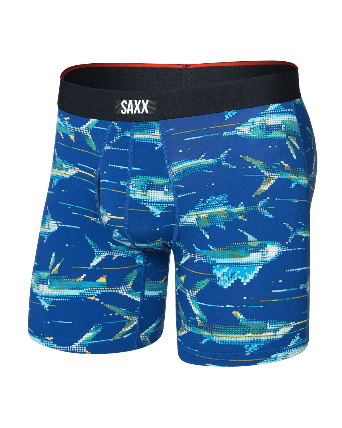 SAXX Underwear Vibe Extra Soft Comfort Boxer Brief Digi Fish-Sapphire