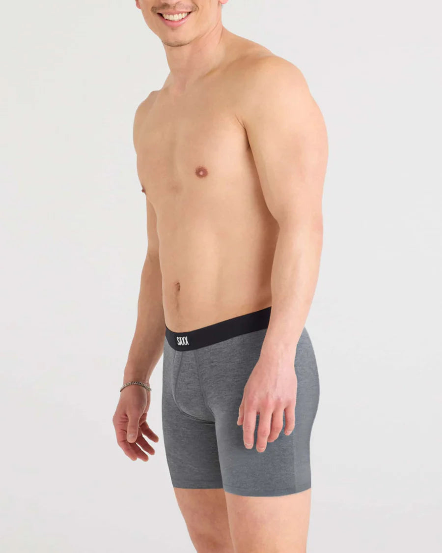 SAXX Underwear Vibe Extra Soft Comfort Boxer Brief Dark Grey Heather
