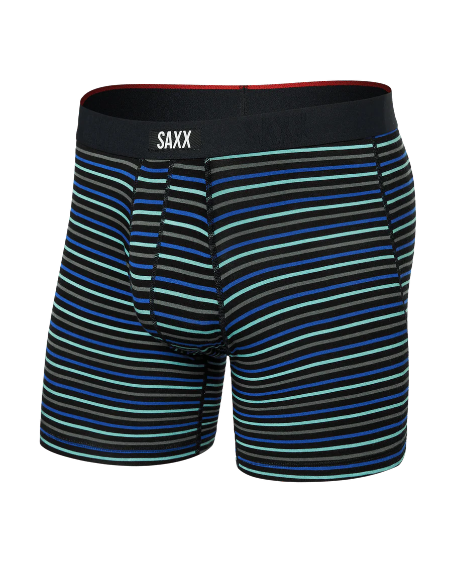 SAXX Underwear Vibe Extra Soft Comfort Boxer Brief Gent's Stripe-Sport Blue