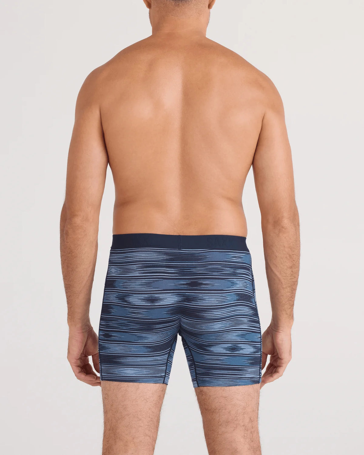 SAXX Underwear Vibe Extra Soft Comfort Boxer Brief Ikat Stripe-Dark Denim