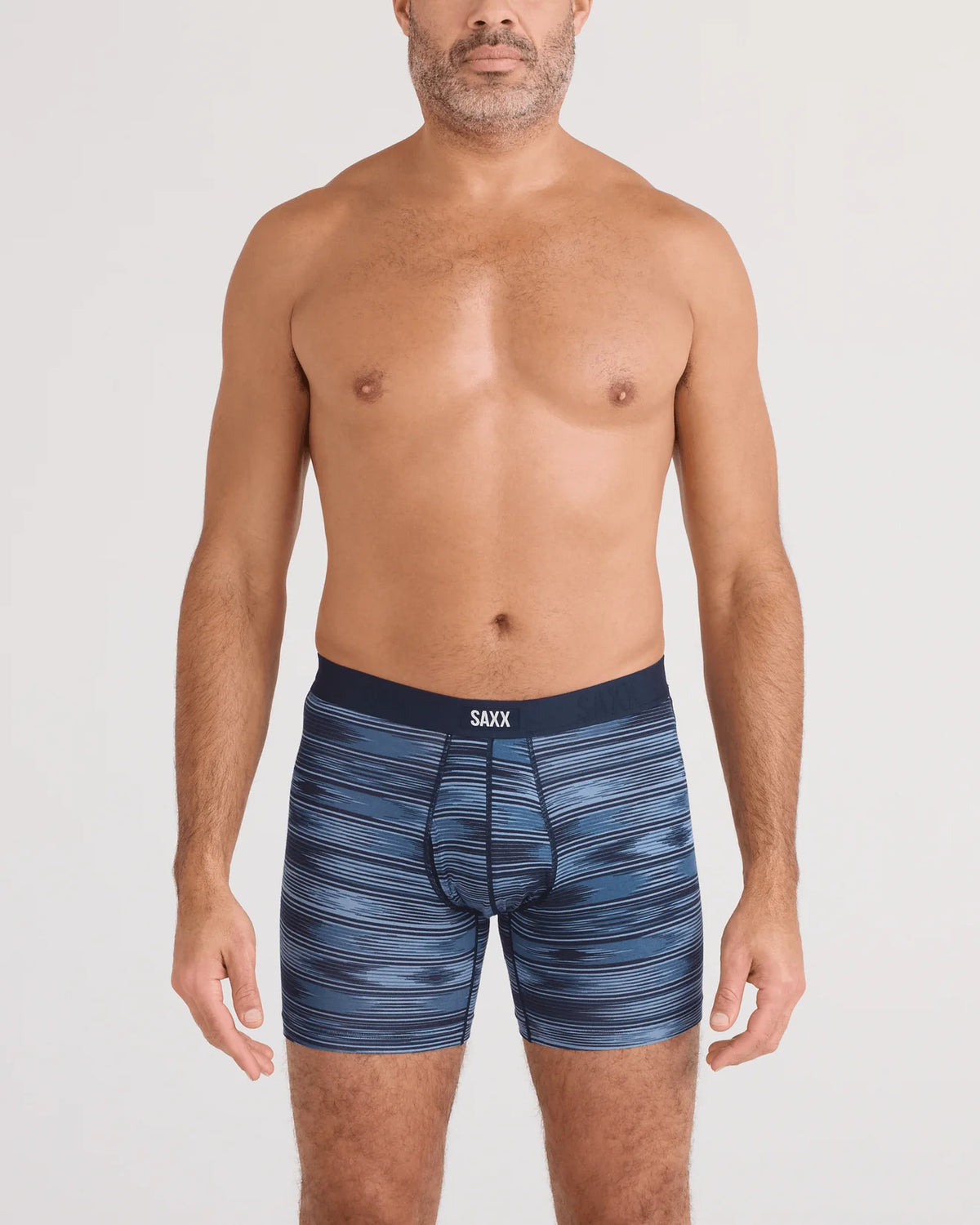 SAXX Underwear Vibe Extra Soft Comfort Boxer Brief Ikat Stripe-Dark Denim