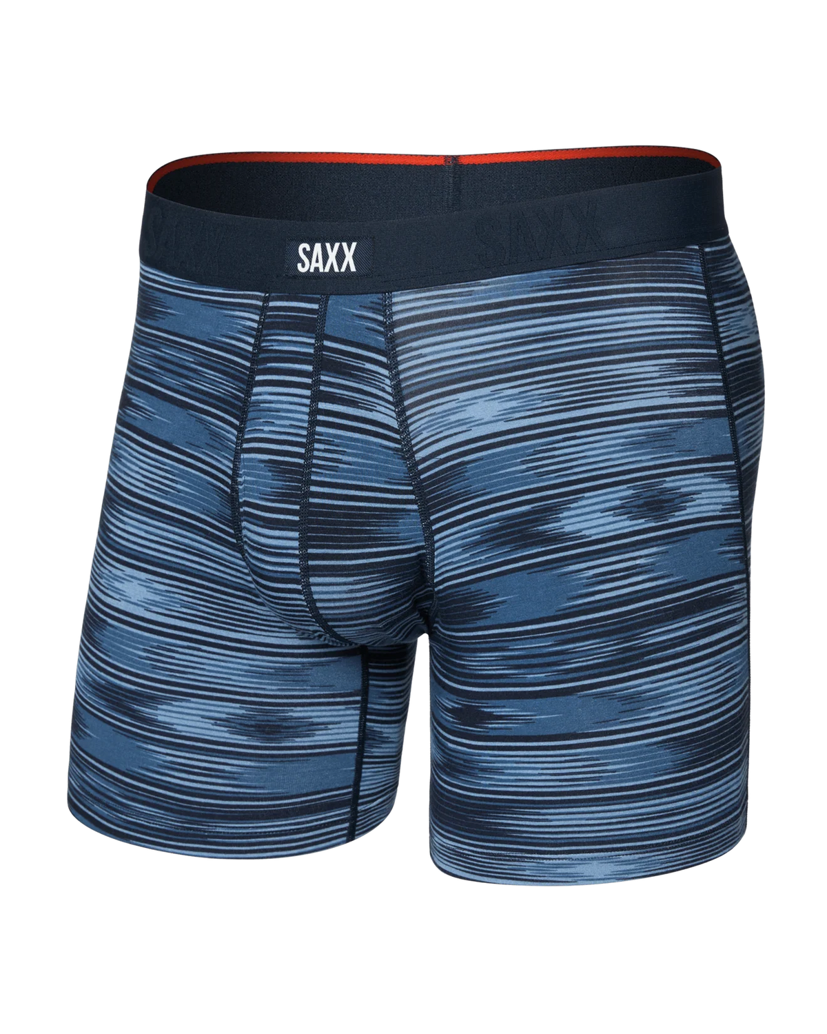 SAXX Underwear Vibe Extra Soft Comfort Boxer Brief Ikat Stripe-Dark Denim