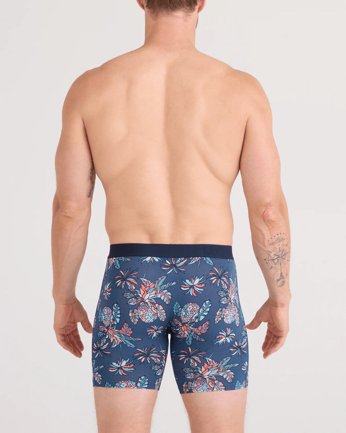 SAXX Underwear Vibe Extra Soft Comfort Boxer Brief Pineapple Tropics - Indigo
