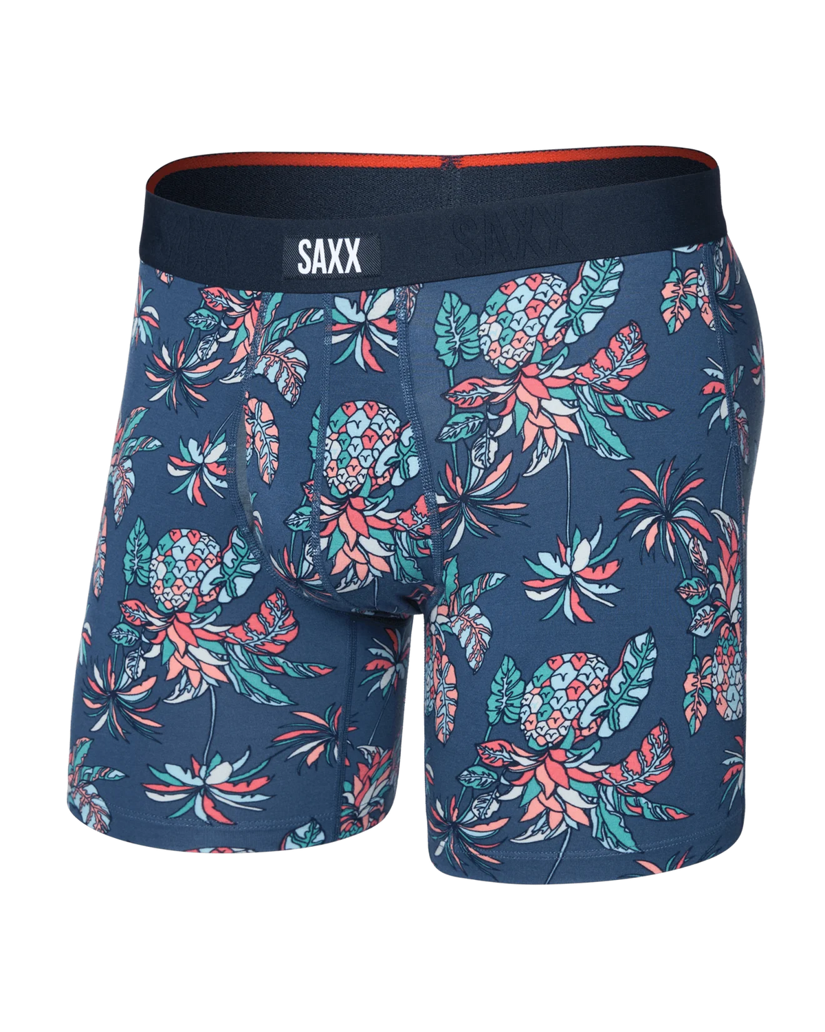 SAXX Underwear Vibe Extra Soft Comfort Boxer Brief Pineapple Tropics - Indigo