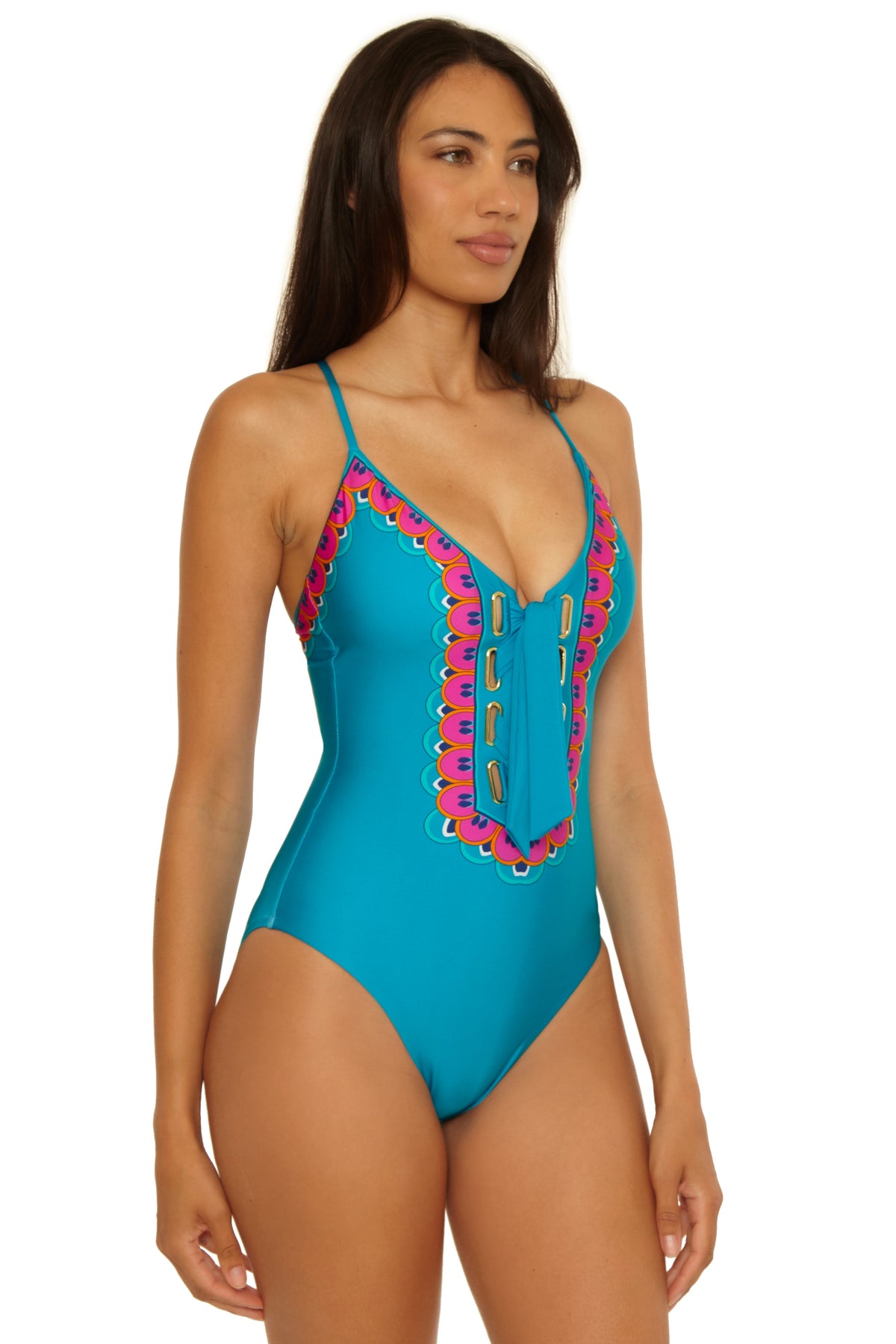 Trina Turk Mykonos Lace Up One Piece