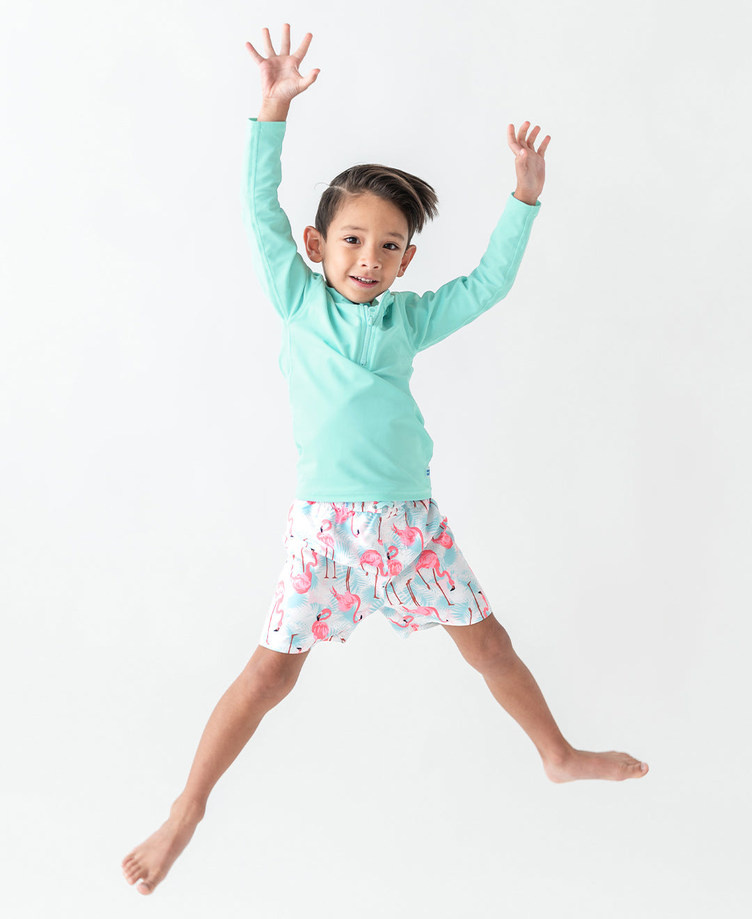 Ruffle Butts Flamingo Boys Swim Trunks