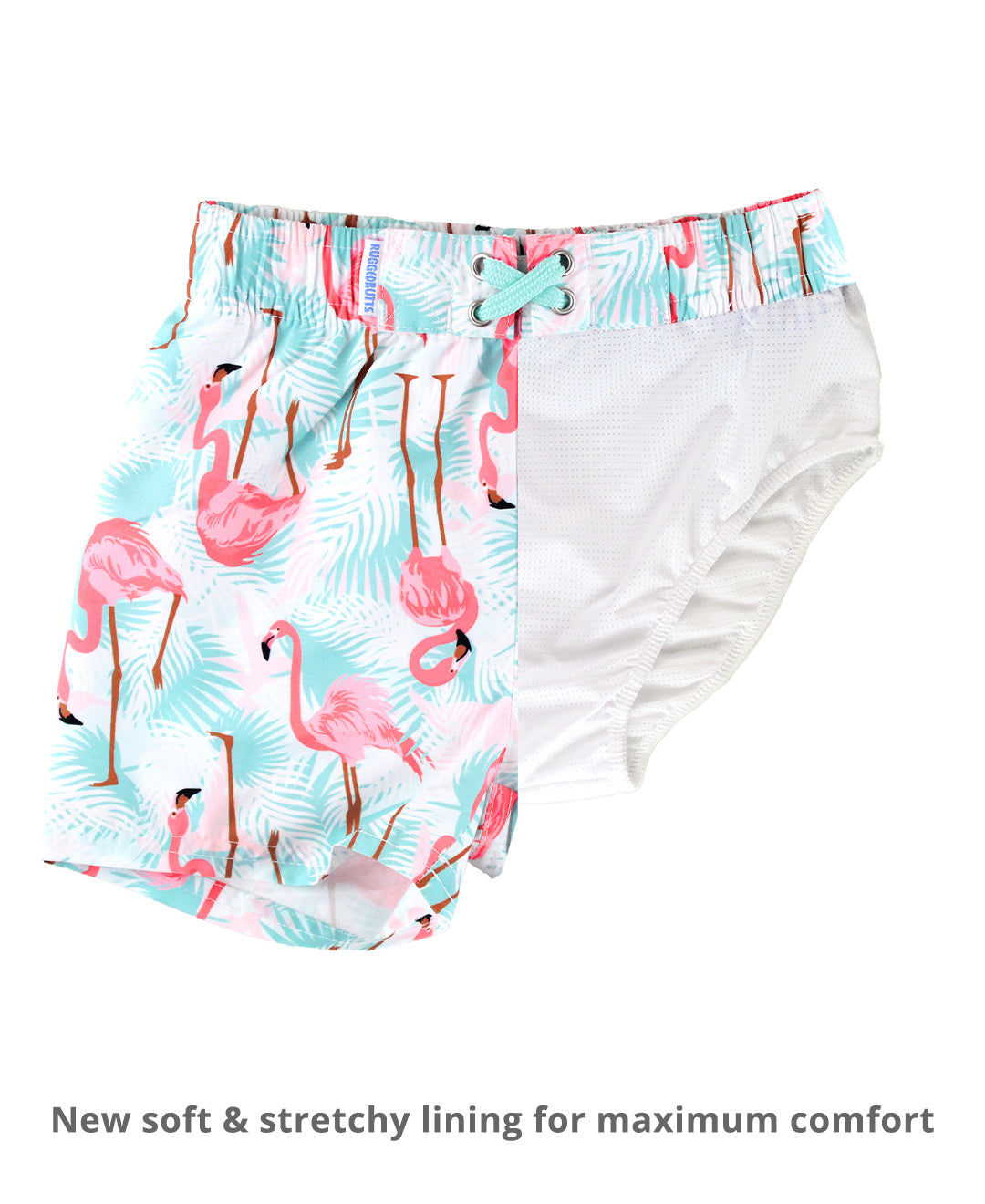 Ruffle Butts Flamingo Boys Swim Trunks