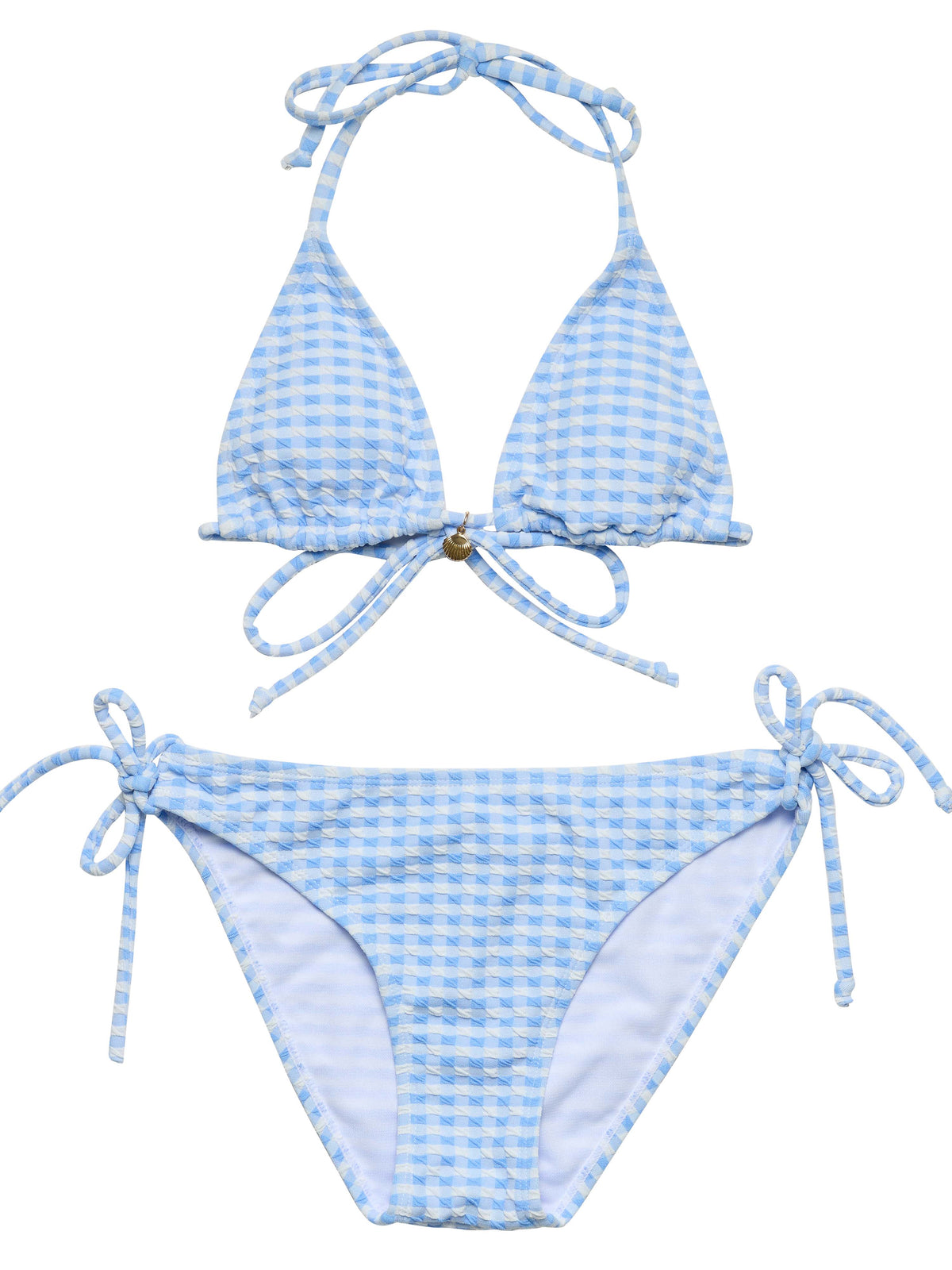 Snapper Rock Seaside Gingham Teen Triangle Bikini Set